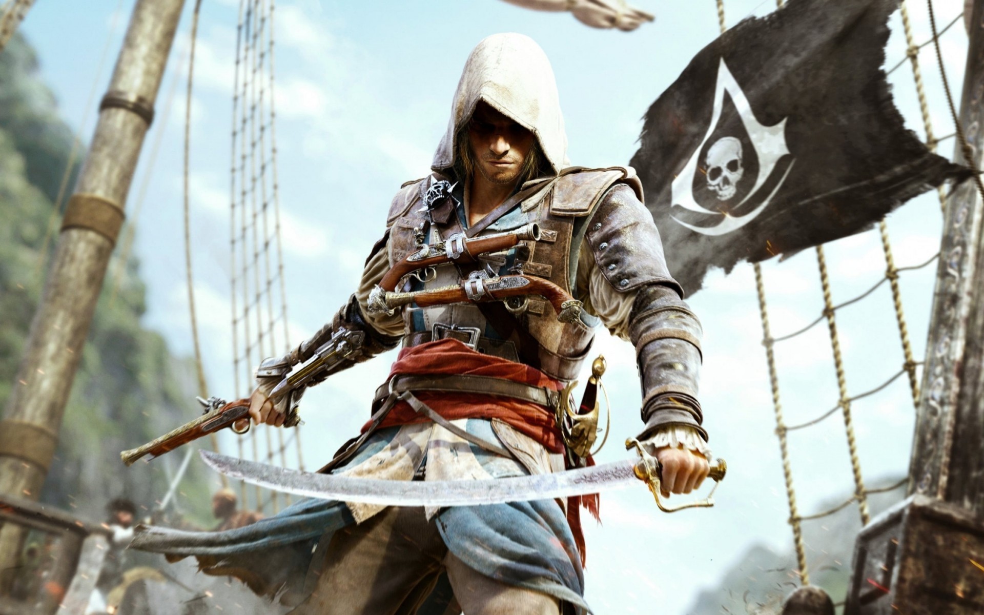 assassins creed caractère affiche noir drapeau capture d écran