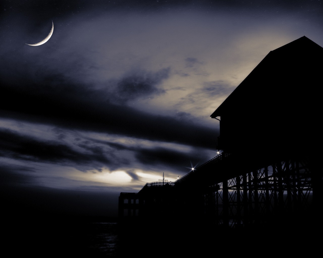 pier moon night