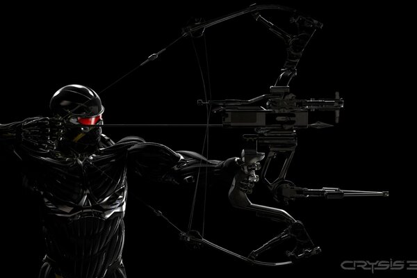 Combattente in Nanosuit con un arco da battaglia del gioco crysis