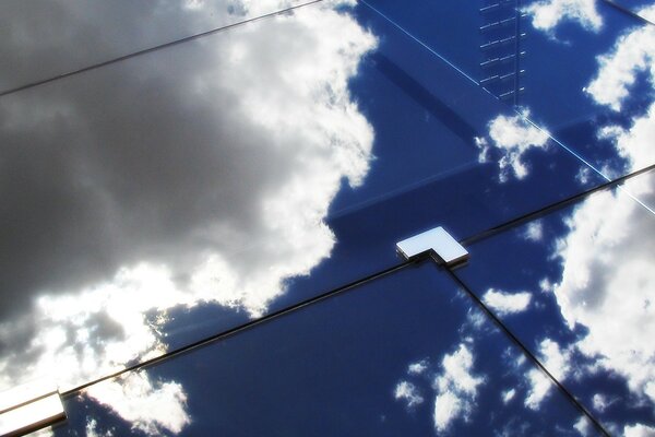 Reflection of clouds on a mirror surface