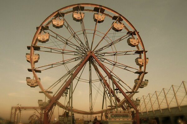 A faded photo of the Ferris Wheel attraction