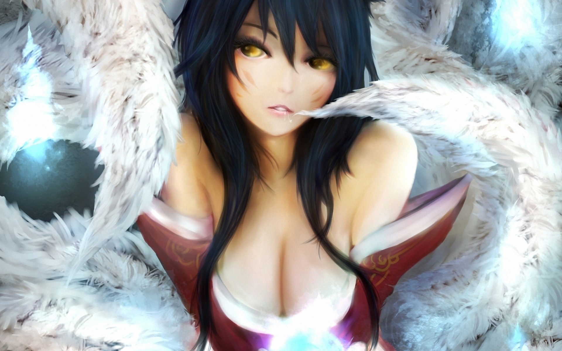 ball league of legends girl tails ahri magic