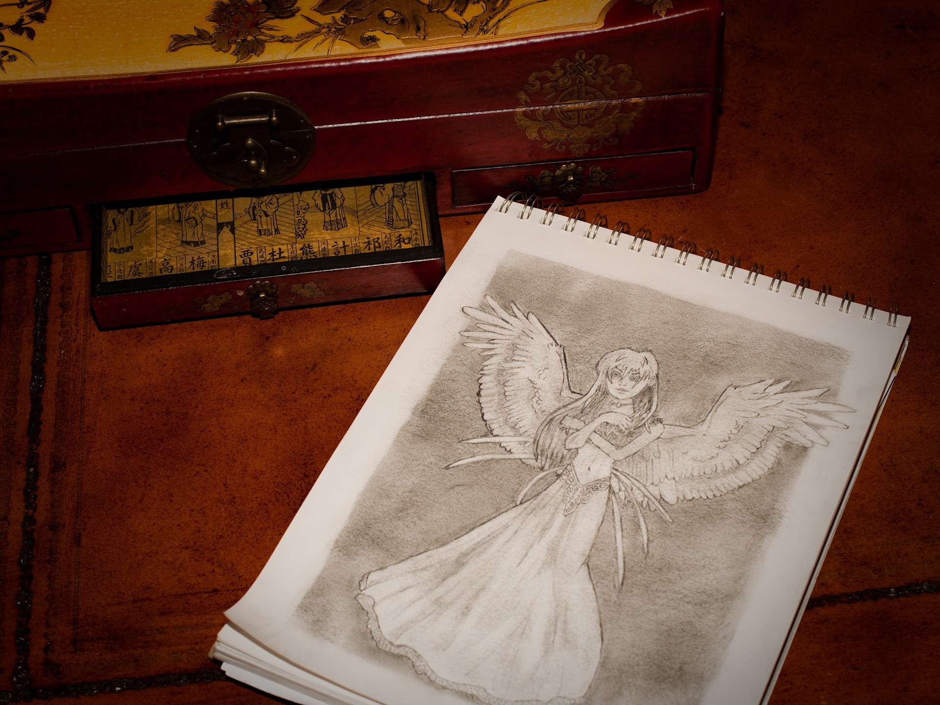 notes wings angel picture box