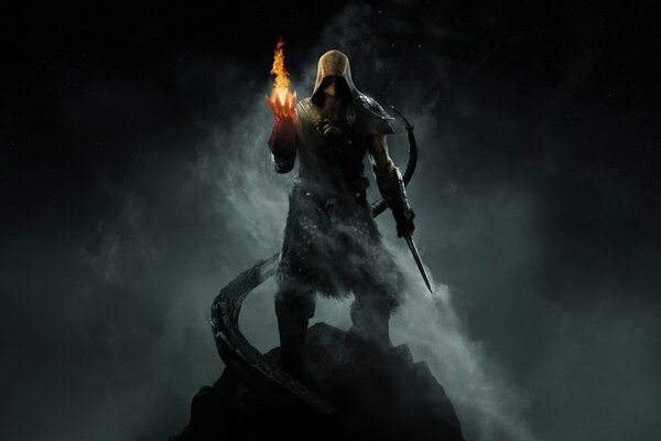 Krieger mit Feuer in der Hand von Skyrim