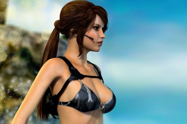 Lara Croft looks into the distance