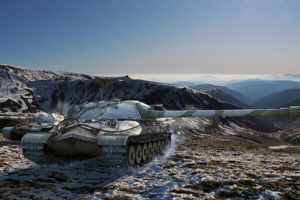A tank in the mountains. the world of tanks