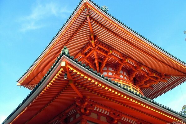 Toit d une maison traditionnelle au Japon