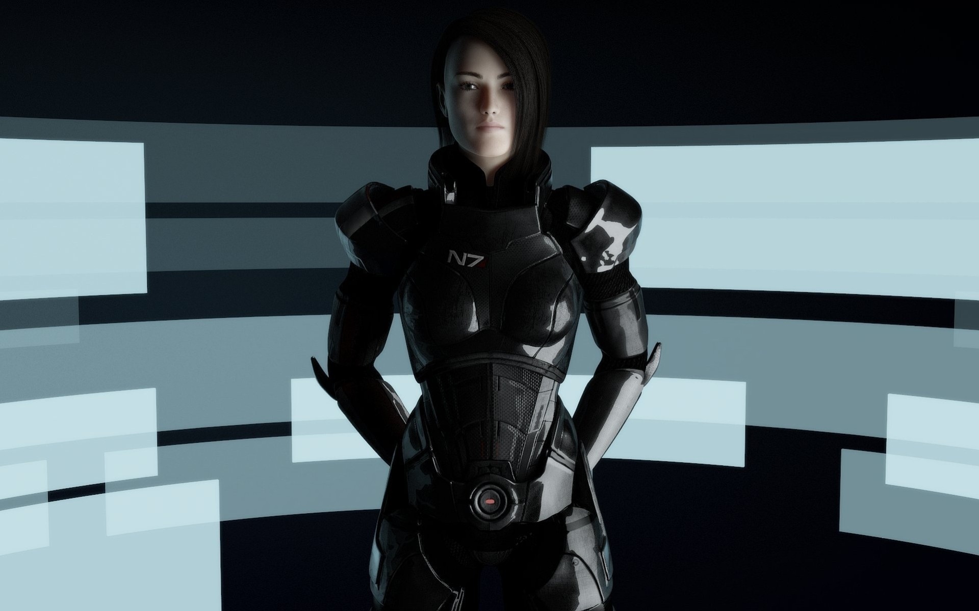 n7 shepard dziewczyna abstrakcja zbroja mass effect fan art