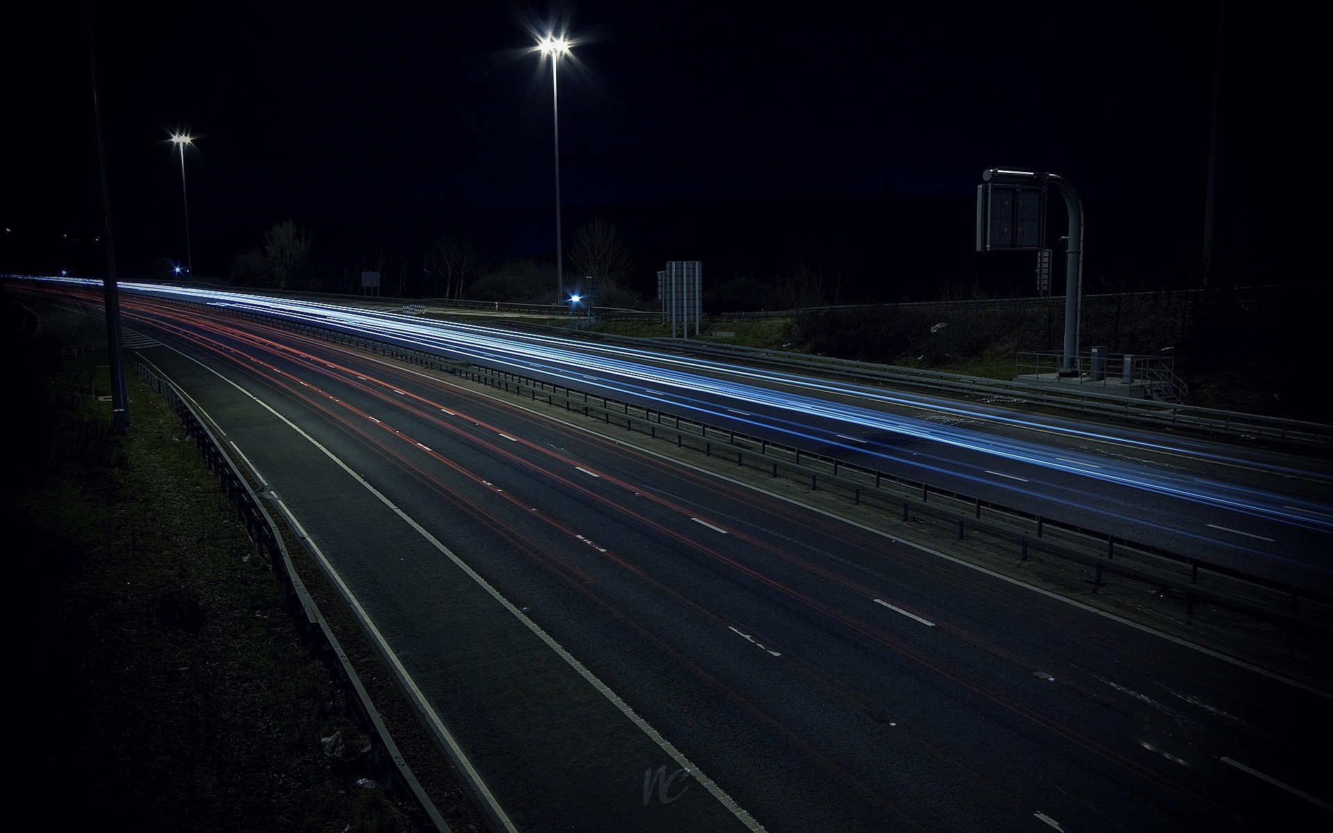 autostrada strada luci notte