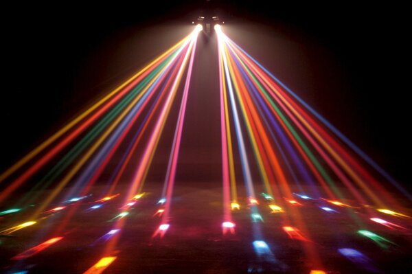Multicolored lights on the dance floor bright lights