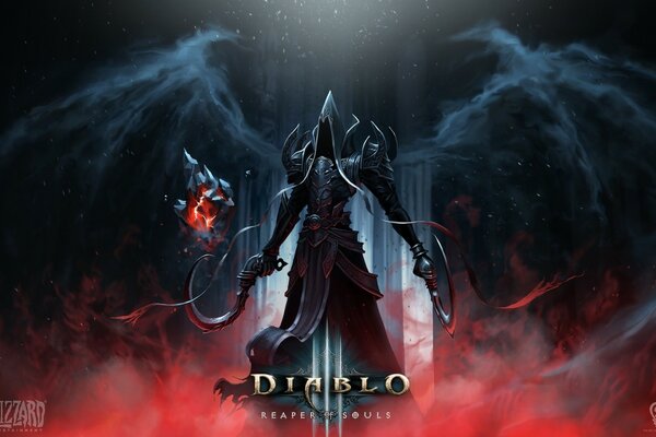 Sur fond noir diablo avec des armes