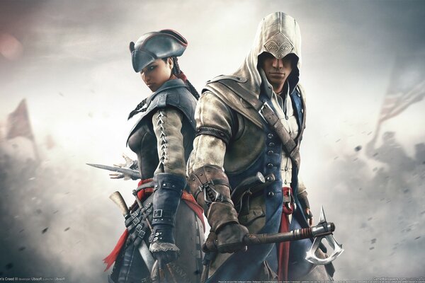 Eroi del gioco assassin s creed, con armi