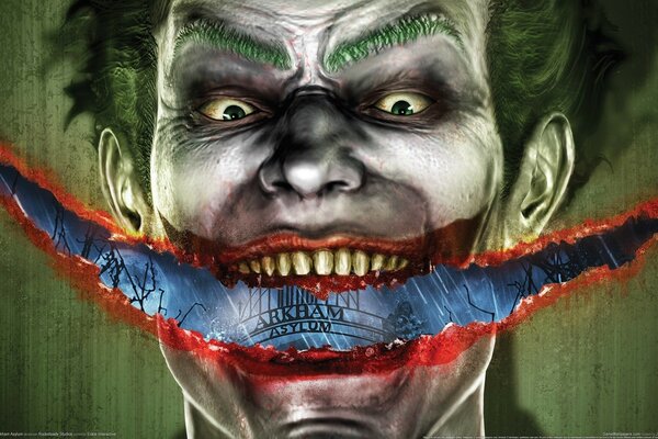Bildschirmschoner des Spiels über einen Joker mit einem hässlichen Mund