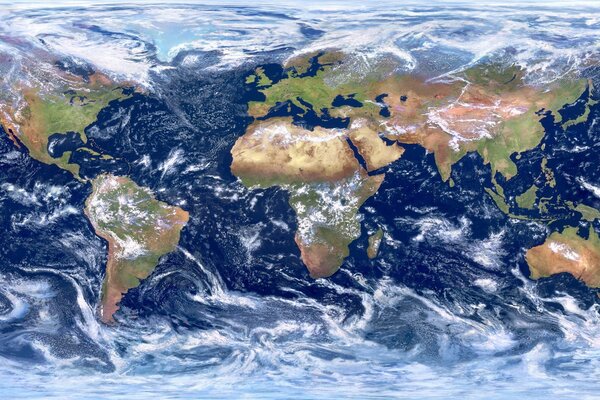 Mapa de la tierra mostrado en el ejemplo de la tierra desde el espacio