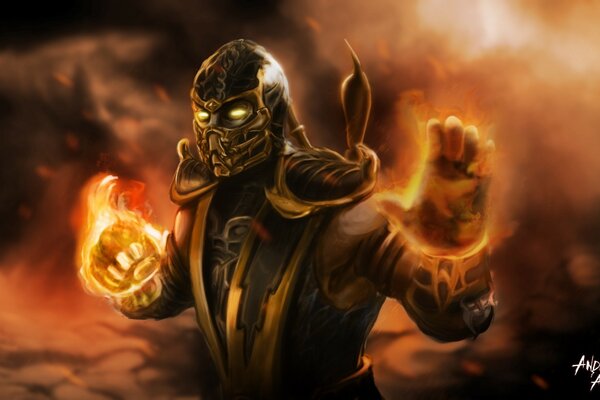 Dibujo de un personaje del juego mortal Kombat