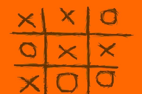 Jeu de TIC tac Toe sur fond orange