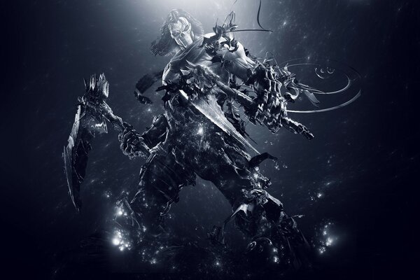 Der Reiter der Apokalypse mit einer Waffe. darksiders