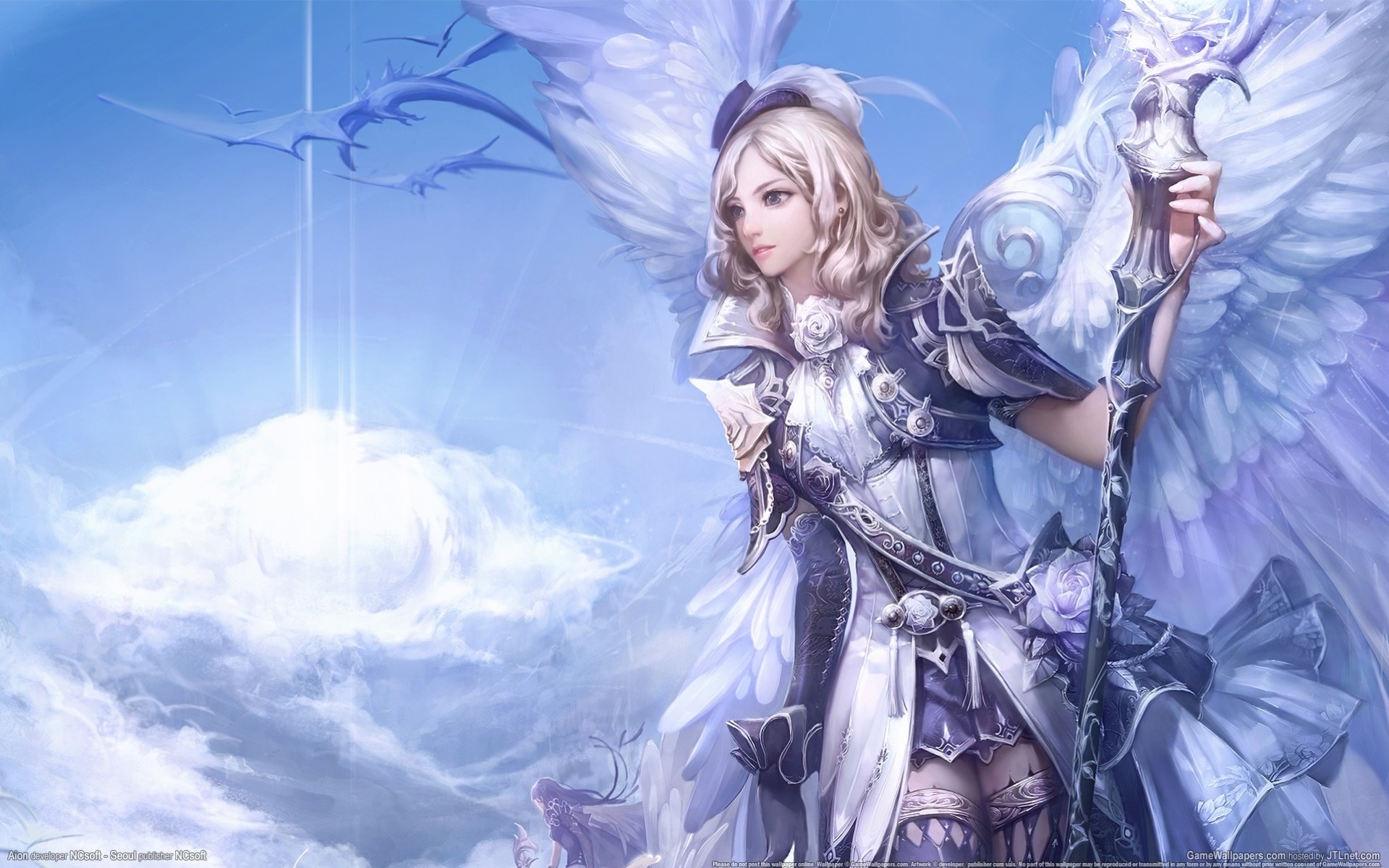 aion weapon tender fantasy mmorpg wings blonde