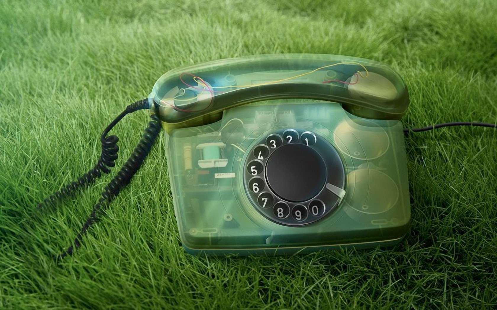 green transparent phone gra