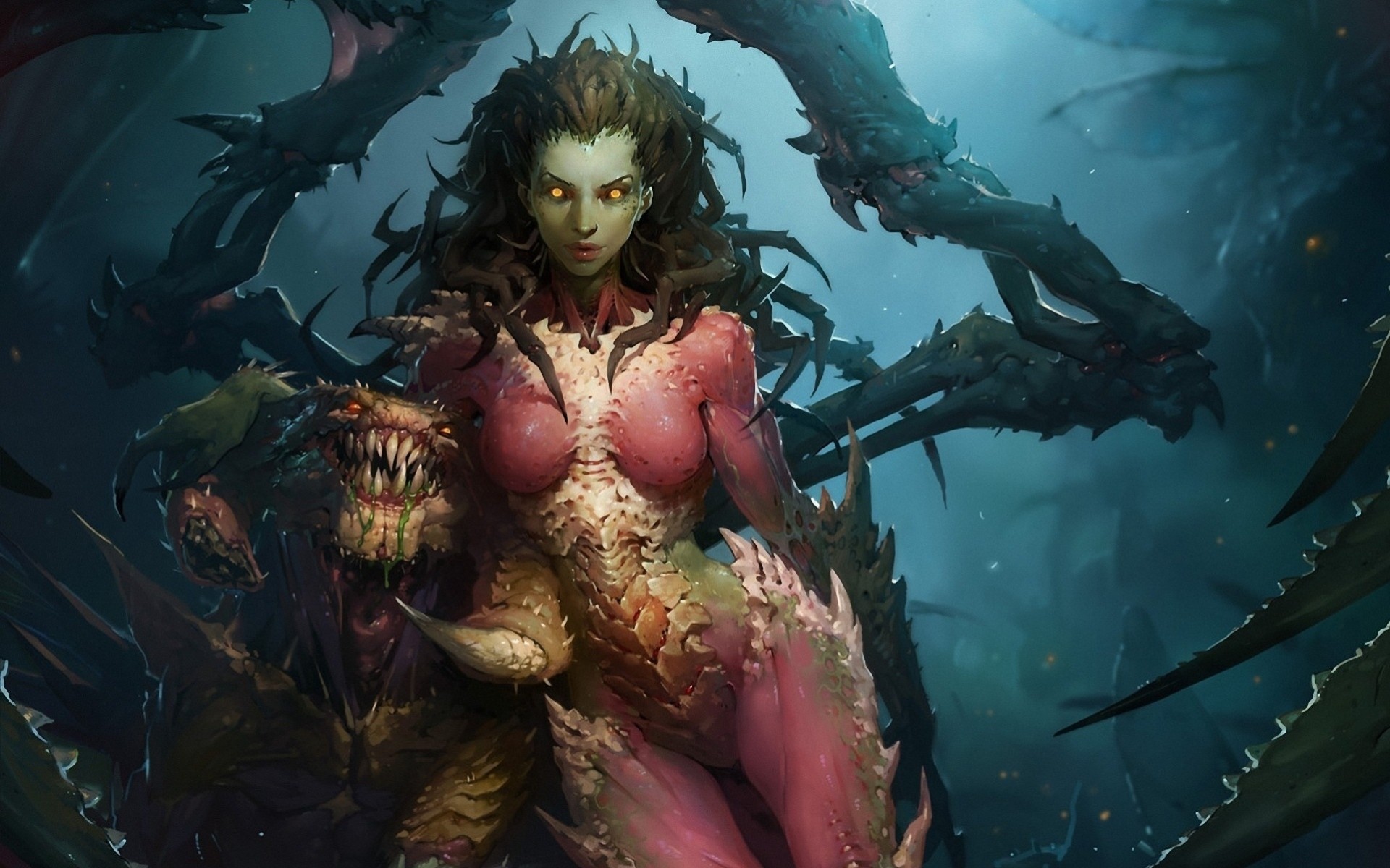 arte chica starcraft sarah kerrigan monstruos alas