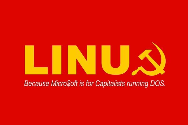 Iinux sur fond rouge vient l ère du communisme