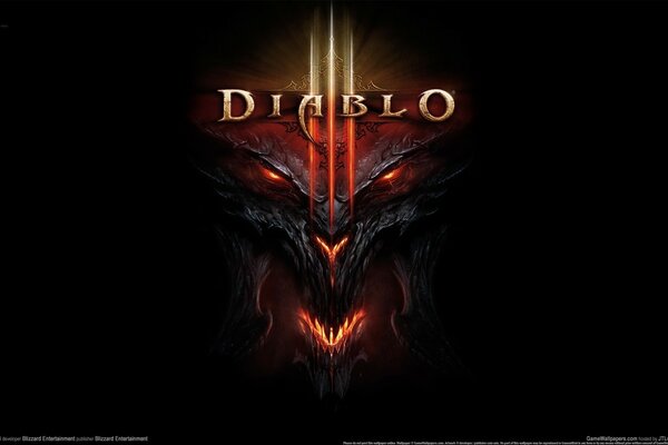 На черном фоне демон diablo