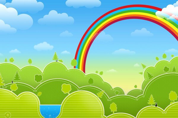 A beautiful rainbow over a fabulous forest