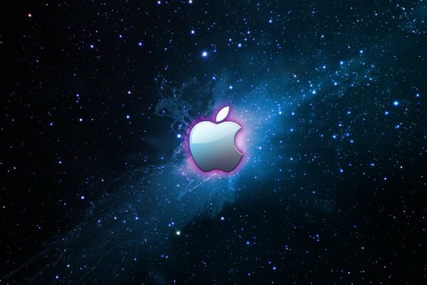 Das Apple-Logo auf dem Hintergrund des Nachtsternenhimmels