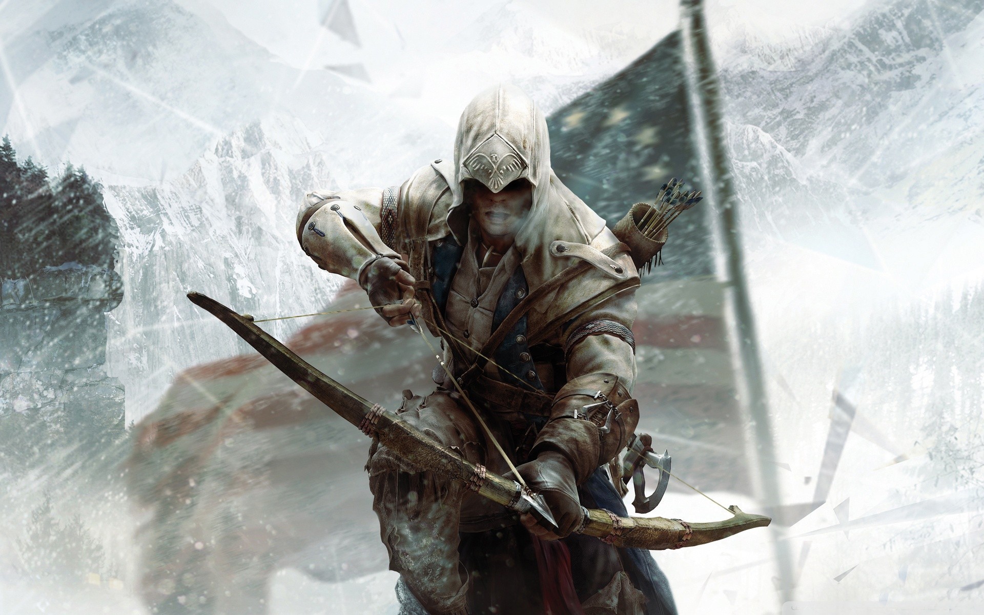 assassins creed armas ubisoft connor guerrero montañas invierno