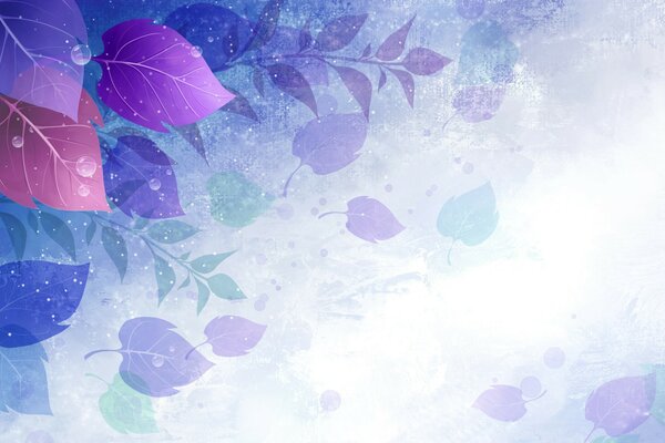 Feuilles en cercles sur fond violet