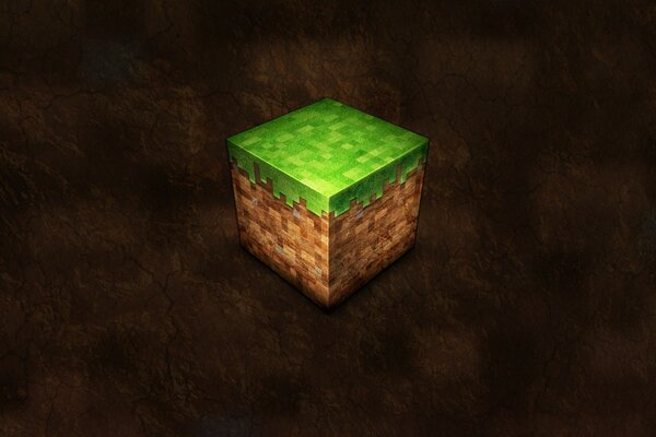 Minecraft block of land with grass