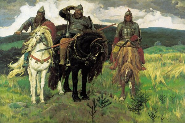 pintura De V. Vasnetsov Bogatyrs . Obras clásicas