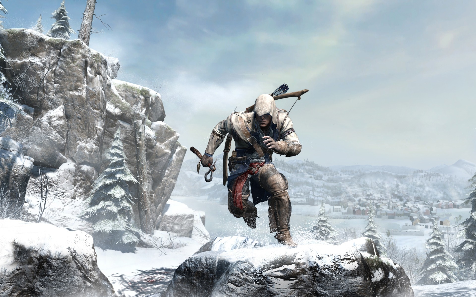 assassins creed armes ubisoft connor guerrier montagnes hiver