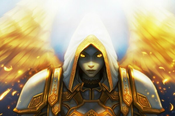 Le prêtre de la lumière avec des ailes d ange