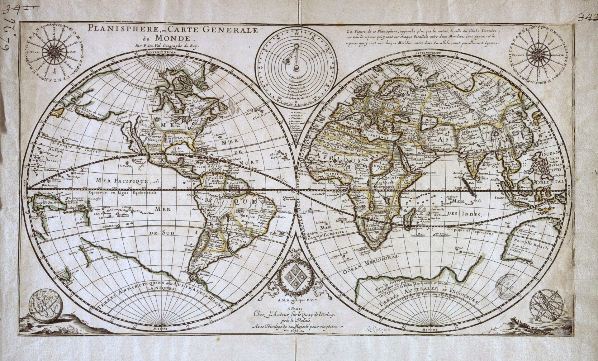 planisferio de duval mapa hemisferios