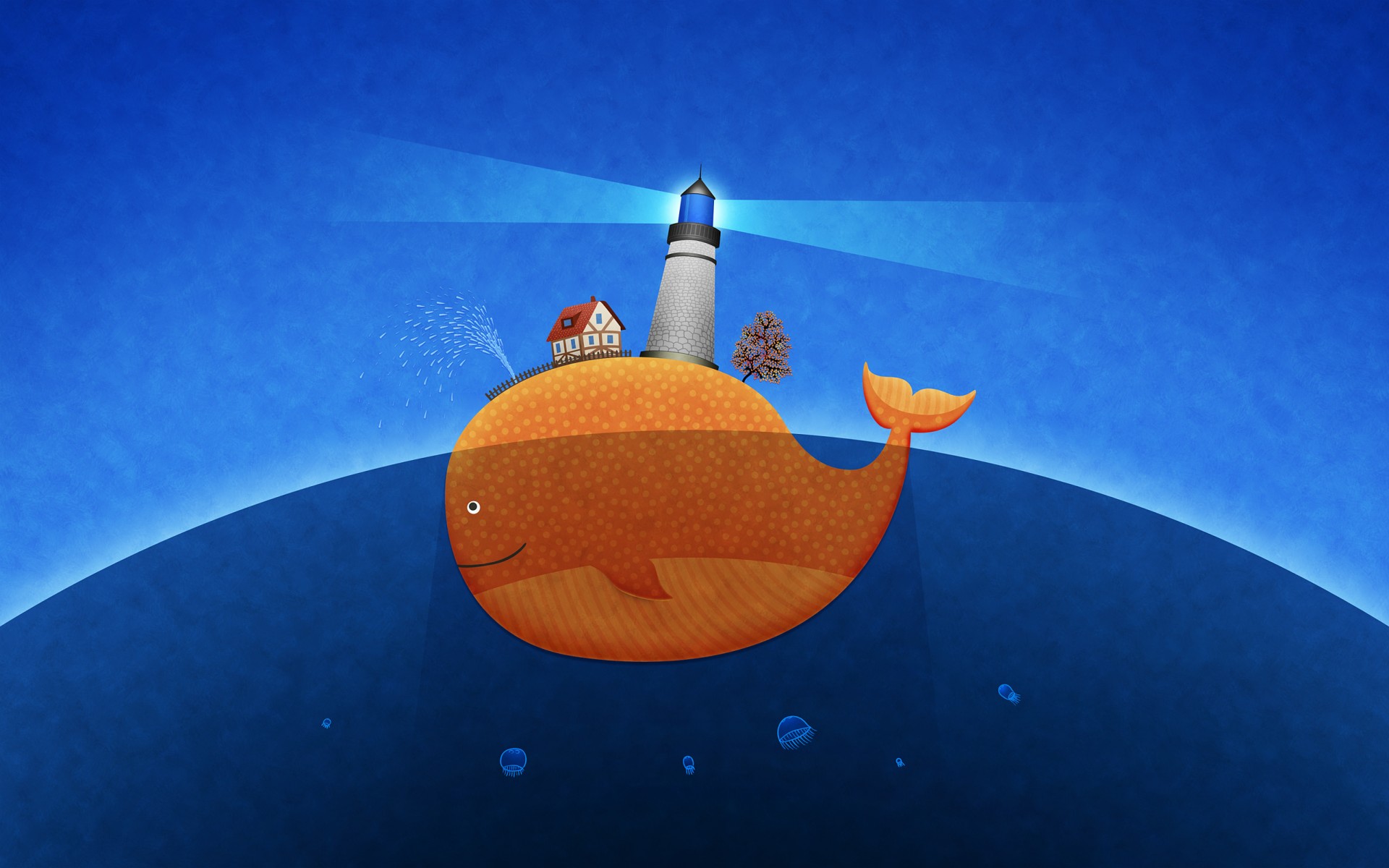 whale house lighthouse jellyfish sea animals animals blue lighthouses whale