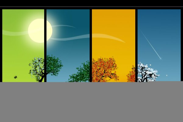 The image of trees in different seasons
