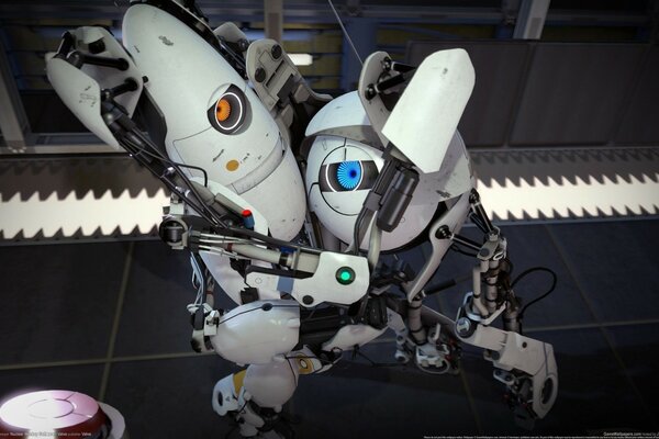 Два робота обнимаются арт