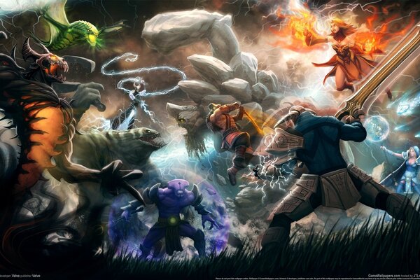 Photo computer game. Monsters. dota game. Battle with monsters