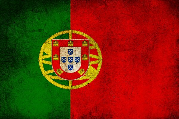 The Portuguese flag is sewn from green and red fabric