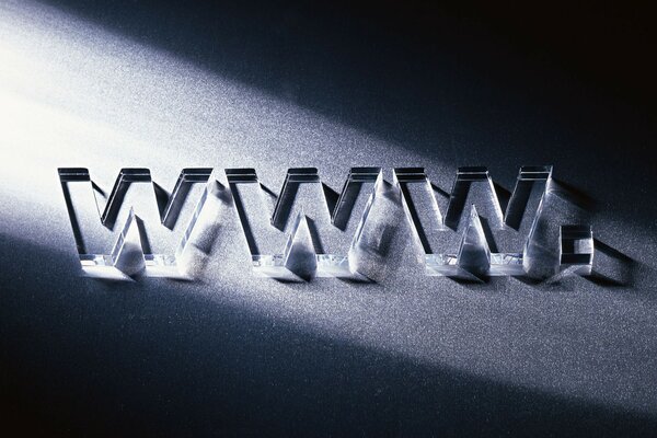 Letters of the World Wide Web made of glass