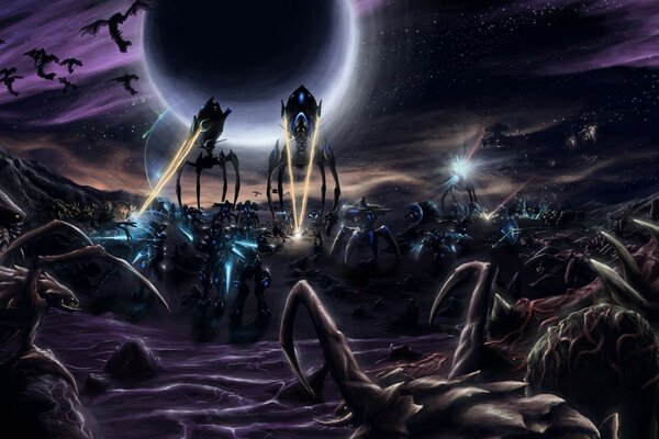 Fantasy image of monsters from the game starcraft