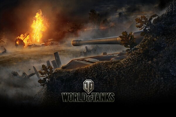 World of tanks game with tanks and fire