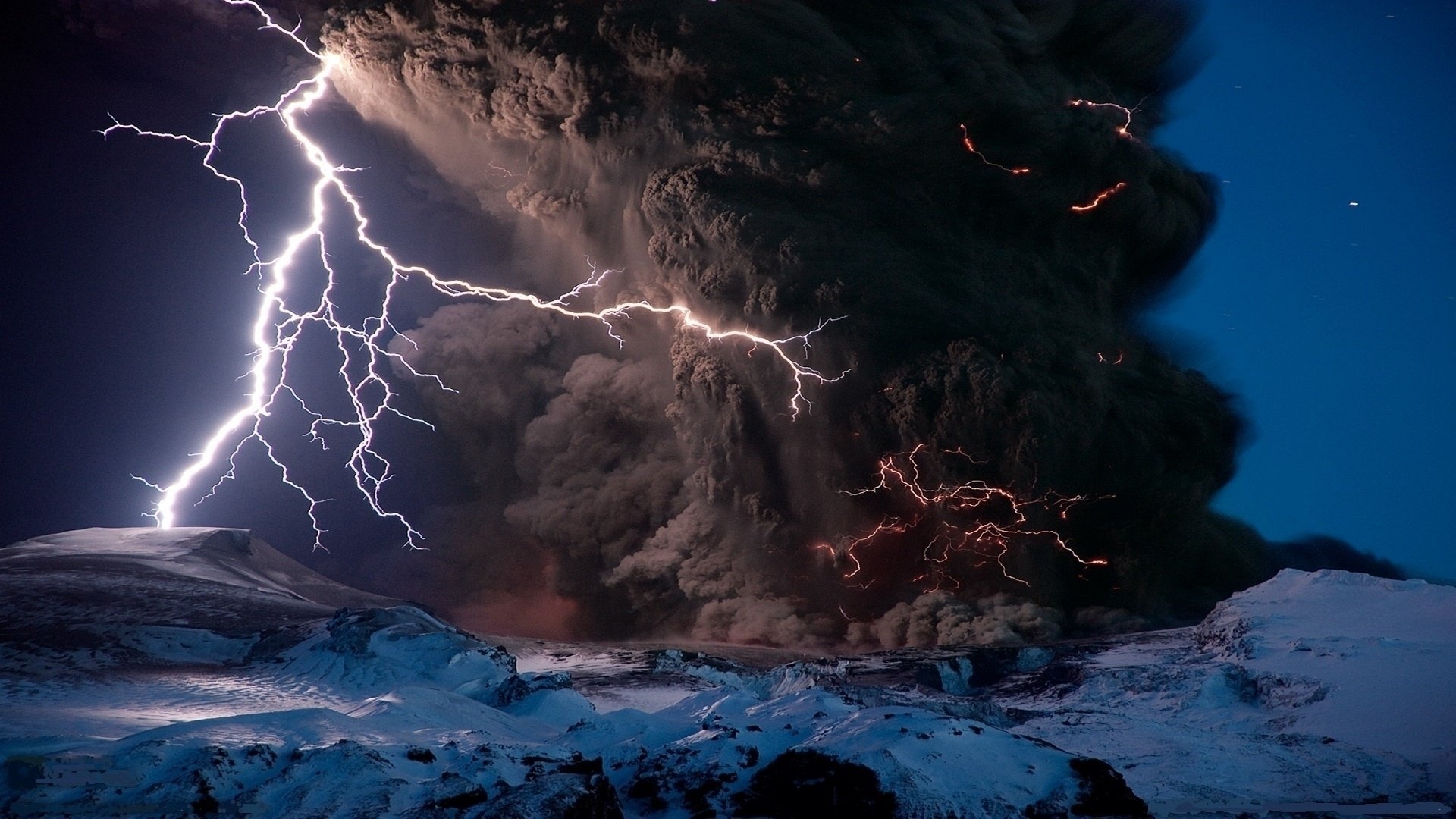 volcán tormenta ceniza elemento relámpago