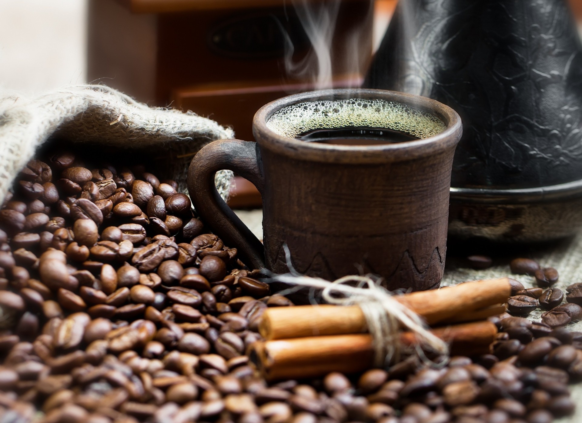 coffee grain drinking close up cinnamon cup