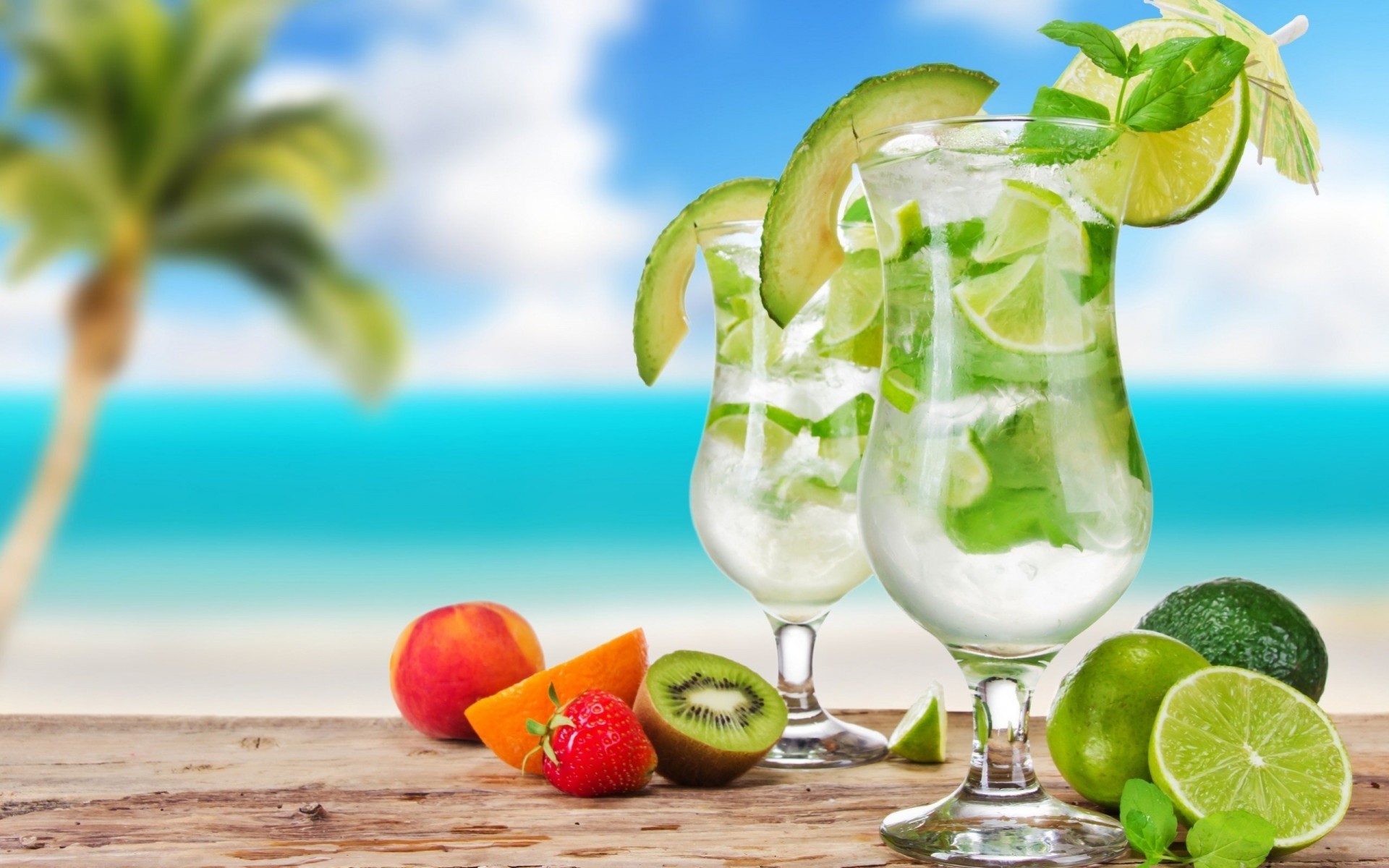 cocktail limette mojito trinken obst spieße