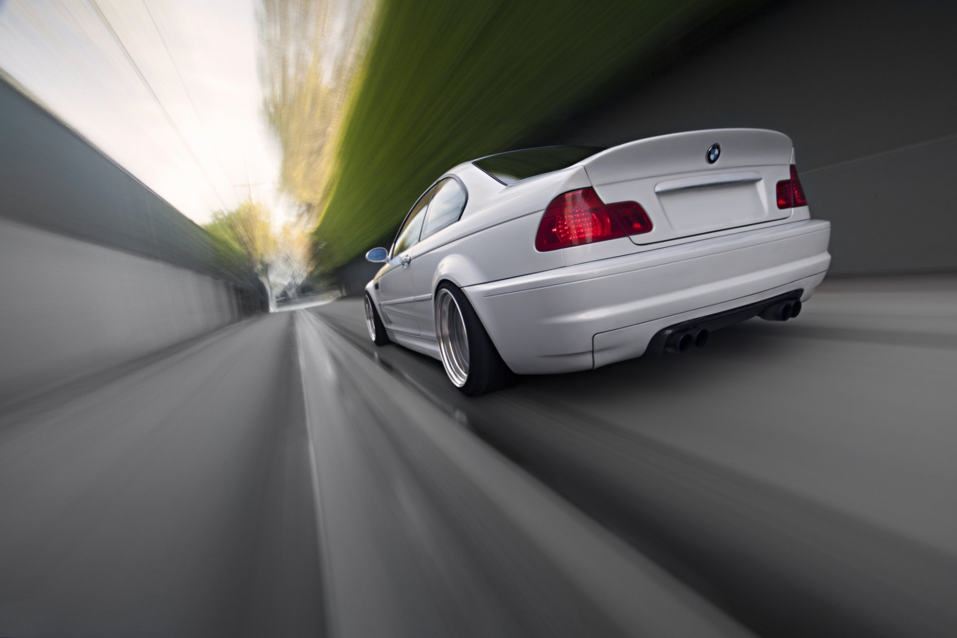 bmw m3 e46 white speed bmw rear view blur