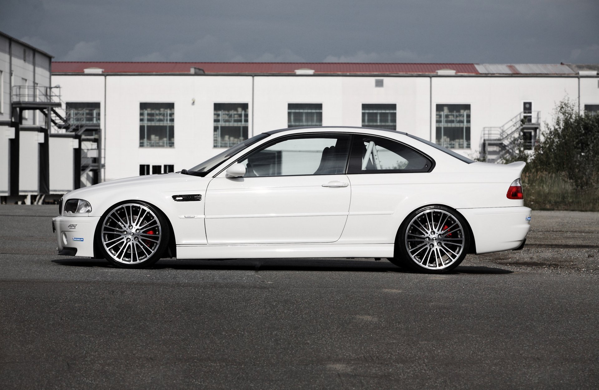 bmw m3 e46 blanco g-power bmw perfil tuning g-paver llantas edificio cielo nubes