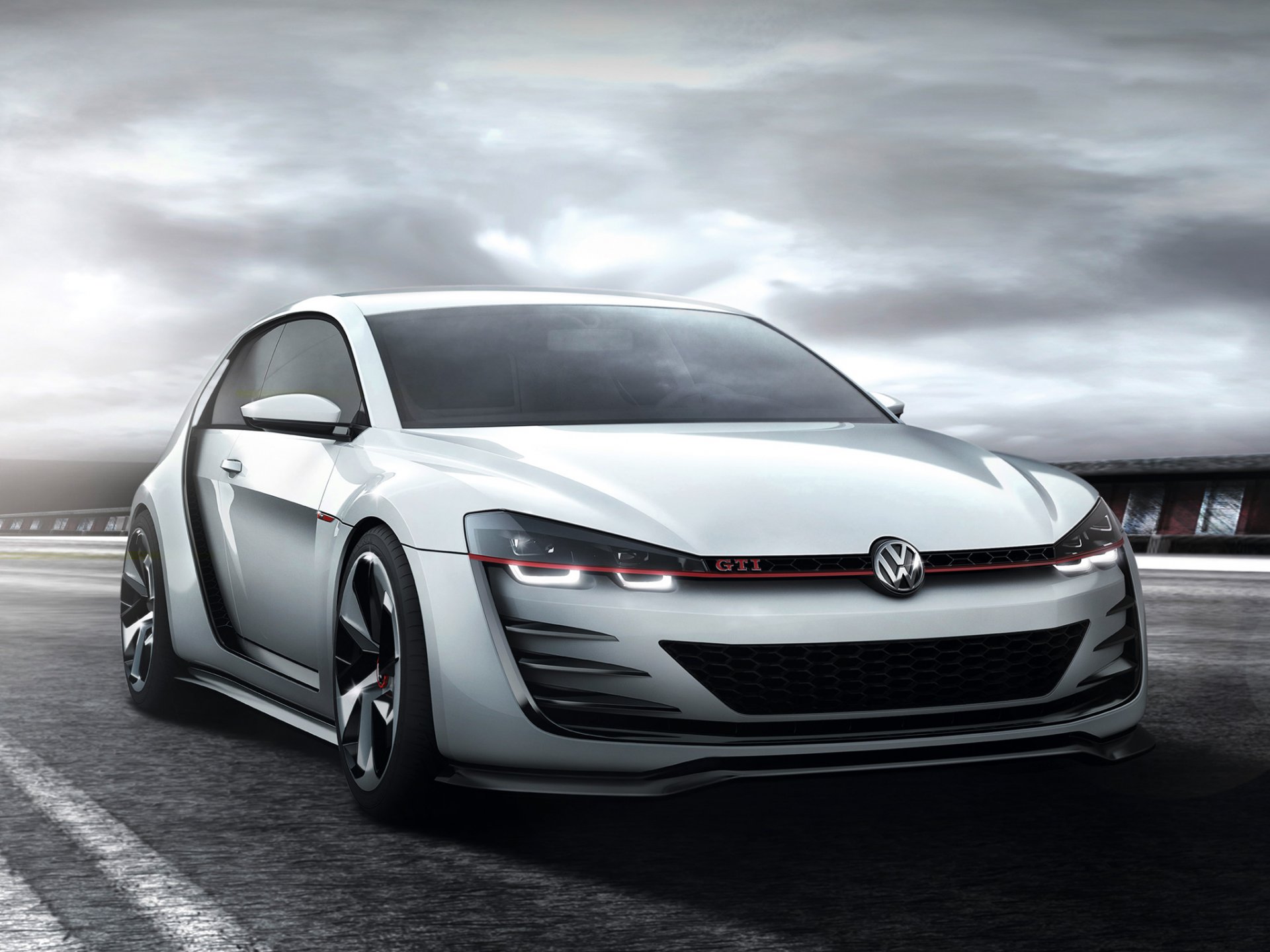 volkswagen golf design vision gti concept car front machine wallpaper