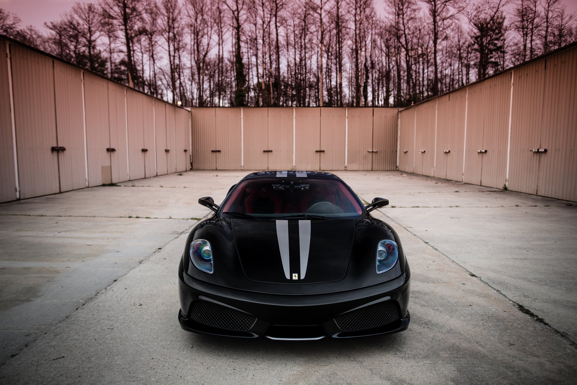 ferrari f430 scuderia negro ferrari f430 scuderia frente esgrima árboles